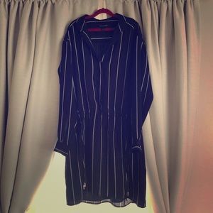 Navy Pinstriped Banana Republic Shirtdress